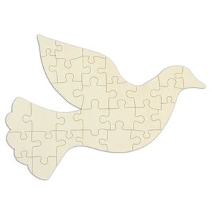 Holzpuzzle „Taube“ zum bemalen und verzieren - 29 Teile, ca. 42 x 30 cm - leeres Blanko-Puzzle aus Schichtholz inkl. Puzzlevorlage