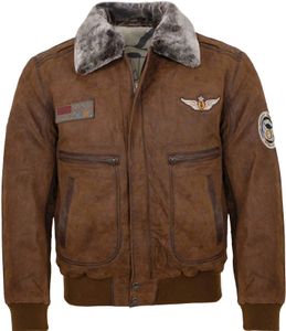 Maddox - Herren Lederjacke Fliegerjacke echtes Leder cognac : 46