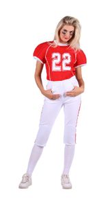 T2734-0502-XS rot-weiß Damen Football Trikot Rugby Kostüm Gr.XS