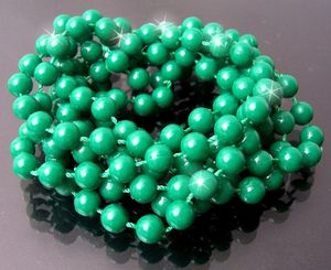 X74 Perlenkette 140cm grün Imitationsperlen rund 5mm