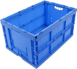 KLAPPBOX 61 Liter, stabile Klappbox Made in Germany, 60x40x32cm, Kunststoff Transportkiste, Plastikbox, Transportbox, max. 60kg, Blau