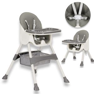 Hochstuhl 2in1 Kinderhochstuhl Babystuhl Tablett Fütterungssessel Kleinkind Tisch Sitz Stuhl Kombihochstuhl, Futterstuhl für Babys, 5-Punkt Gurt