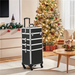 Yaheetech 4-in-1 Kosmetikkoffer, Trolley Schminkkoffer, Großer Make up Koffer, Abschließbar Multikoffer Friseurkoffer Beauty Case mit Rollen und Schublade, Schwarz Yaheetech 4-in-1 Kosmetikkoffer, Trolley Schminkkoffer, Großer Make up Koffer, Abschließbar Multikoffer Friseurkoffer Beauty Case mit Rollen und Schublade, Schwarz