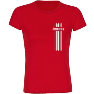 multifanshop® Damen T-Shirt - Österreich - Streifen, rot, Größe L