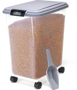 Nobleza - Futterbehälter für Haustiere,40 L,für Haustiere, Lebensmittelbox mit Rädern,Klappdeckel,,Luftdicht,Transparent, Rollen und Schaufel Nobleza - Futterbehälter für Haustiere,40 L,für Haustiere, Lebensmittelbox mit Rädern,Klappdeckel,,Luftdicht,Transparent, Rollen und Schaufel