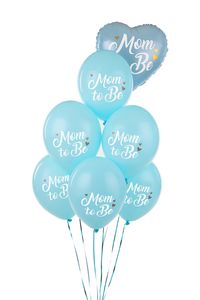 Luftballons mit Aufschrift Mom to Be 30cm blau weiß 6er Set