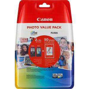 Canon PG-540 XL/CL-541XL Photo Value Pack - 2er-Pack - Hohe Ergiebigkeit - Schwarz, Farbe (Cyan, Magenta, Gelb) - 50 Blatt - 100 x 150 mm - Tintenpatrone / Papierkit