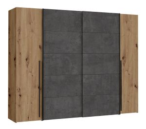 Furniture24 Kleiderschrank Narago NRGS82511 Schrank 270 cm mit 2 Schiebetüren 2 Drehtüren 10 Einlegeboden und 2 Kleiderstangen