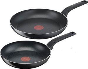 Tefal Pfannen-Set B189S2 Pfannenset 2 tlg, kleine Pfanne 20cm + Bratpfanne groß 28cm, Aluminium (ergonomischer Thermokunststoff-Griff, 2-tlg.)