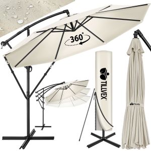 tillvex parasol beżowy Ø 300 cm parasol wspornikowy parasol ogrodowy parasol rynkowy parasol balkonowy na korbę aluminiowy uchylny