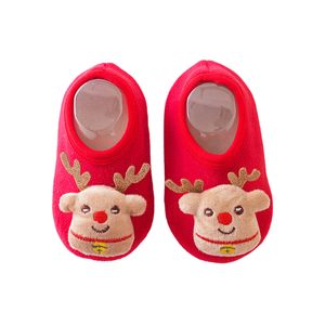 Kinder Hausschuhe First Walker Home Schuhe Leichte Boden Socken Warm Krippeschuh Winter Roter Elch,Größe:EU 22