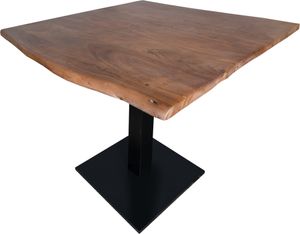 Bistrotisch Baumkante massiv 80 x 80 cm Akazie Nussbaumfarben schwarz Säulengestell Iris Bistrotisch Baumkante massiv 80 x 80 cm Akazie Nussbaumfarben schwarz Säulengestell Iris