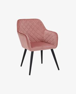 Esszimmerstuhl Armstuhl Stoff Samt oder Stoff mit Lederoptik Sessel Metallbeine, Farbe:Pink, Material:Samt