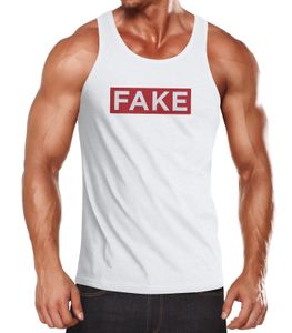Herren Tank-Top Fake Schriftzug Parodie Hoax roter Balken Fashion Streetstyle Neverless® weiß 3XL