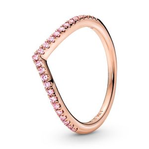 Pandora 186316C02 Dámský prsten Timeless Wishbone Sparkling Pink 14k Velikost 48