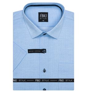 Pánská košile AMJ, světle modrá s bílými tečkami VKR1234, krátký rukáv, slim-fit, vel. 42