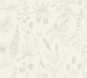 Jette Joop Blumentapete florale Tapete Vliestapete mit Glitzereffekt beige silber weiß 10,05 m x 0,53 m