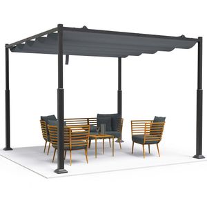 VOUNOT Pergola 3x3m wasserdicht stabil mit Terrassenüberdachung freistehend Outdoor Grau