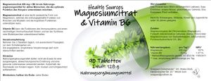 90 Tabl. Magnesiumcitrat 400 mg * mit Vitamin B6 * Knochen u. Muskel