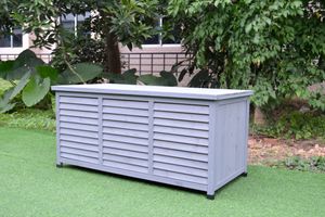 Rijoka Gartenbox aus Holz | Blau grau | 1300 x 640 x 600mm