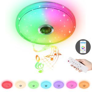LZQ LED RGB Deckenleuchte Dimmbar mit Bluetooth Lautsprecher, LED Deckenlampe mit Fernbedienung oder APP-Steuerung, RGB Farbwechsel, Musikwiedergabe für Schlafzimmer Badezimmer Wohnzimmer, 36W