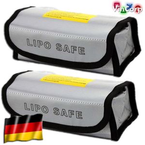 VinCorp 2X 185 x 70 x 60 mm Lipo Akku Guard Safe Safety Bag Tasche Ladetasche Sicherheitstasche feuerfest
