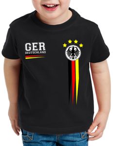 style3 Deutschland Kinder T-Shirt Germany Fußball Europameisterschaft Trikot EM 2020, Farbe:Schwarz, Größe:152