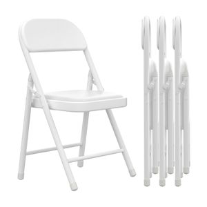 4er set Gepolstert Klappstühle,aus Kunstleder und Metallrahmen, Konferenzstuhl,Essstühle,Campingstuhl,für Küche Partys Picknicks 40x40x78cm Weiß