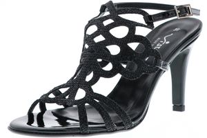 Vista Damen Sandaletten High-Heels Glitzeroptik schwarz, Größe:41, Farbe:Schwarz