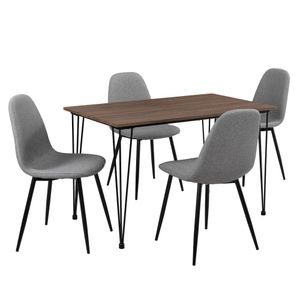 [sk.casa]® Jedálenská stolička sada 4 stoličiek sivá - 86 x 46cm + jedálenský stôl v drevenej optike na podnožke