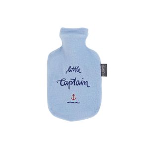 fashy Wärmflasche 'Captain' Fleecebezug mit Stickerei, 0,8 Liter, hellblau