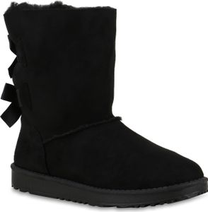 Mytrendshoe Warm Gefütterte Damen Stiefel Boots Schlupfstiefel Schuhe 814410, Farbe: Schwarz, Größe: 39
