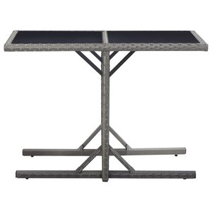 Balkon Tisch CLORIS, Gartentisch Anthrazit 110×53×72 cm Glas und Poly Rattan, 110x53x72 cm