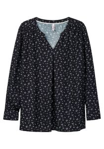 sheego Damen Große Größen Tunika mit Alloverdruck und Kellerfalte Tunika Citywear feminin Rundhals-Ausschnitt - gemustert