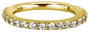 Karisma Gold Edelstahl Hinged Segmentring Charnier/Conch Clicker Ring Piercing Ohrring Zirkonia Stärke 1,2mm - 8mm