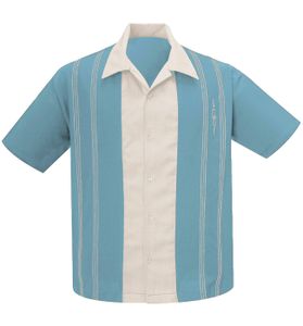 Steady Clothing Hemd Harper Babyblau Vintage Bowling Shirt Retro V8