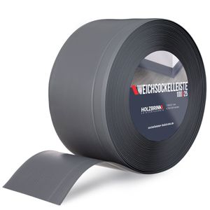 HOLZBRINK Weichsockelleiste Graphitgrau Knickleiste ohne Klebestreifen, Material: PVC, 100x25mm, 25 Meter
