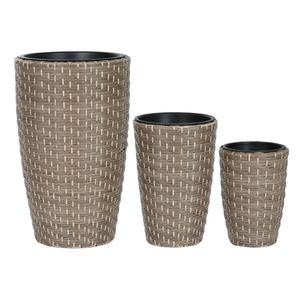 Satz Blumentöpfe Home ESPRIT Polypropylen Rattan 37 x 37 x 60 cm