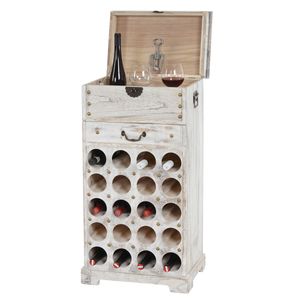 Weinregal Torre T323, Flaschenregal Regal für 20 Flaschen, 94x48x31cm, Shabby-Look, Vintage  weiß