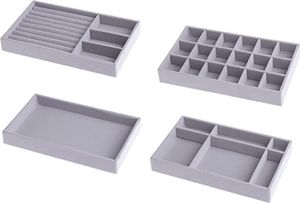 Kitchenmore Schubladen Organizer,Schmucktablett Stapelbar,Schmuckkasten Schmuckaufbewahrung Schubladeneinsatz für Schmuck,Ohrringe,Armband,Ringe