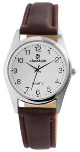 Classique Klassische Herren Armband Uhr Weiß Braun Analog Kunst Leder Quarz