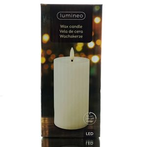Lumineo LED Wachskerze White weiß Ø 7 cm Höhe 15 cm warmweiß Indoor