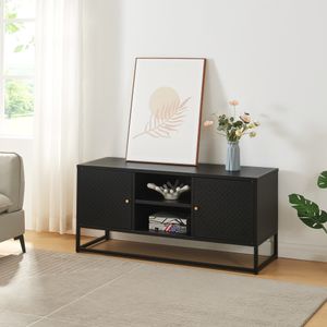 TV Schrank ‘Janakkala’ mit 2 Türen und 2 offenen Fächern Stahl 120 x 40 x 55 cm Schwarz