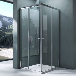 Mai & Mai Duschkabine mit Doppel-Schiebetür 75x75cm Eckeinstieg Echtglas Lotuseffekt ESG-Sicherheitsglas Ravenna16k Plus