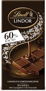 Lindt Lindor 60 Prozent Cacao zartschmelzende Dunkle Schokolade 100g Lindt Lindor 60 Prozent Cacao zartschmelzende Dunkle Schokolade 100g