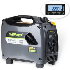 BullPower IG-2200L 2200W Digital Inverter Generator Stromerzeuger 4Takt Display, 230V 12V 2x USB