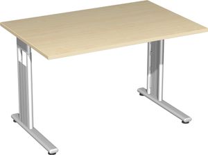 Geramöbel Schreibtisch feste Höhe, 1200x800x720, Ahorn/Silber, S-618102-AS