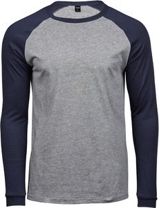 Tee Jays Pánske tričko Baseball s dlhým rukávom 5072 Multicoloured Heather/Navy XL