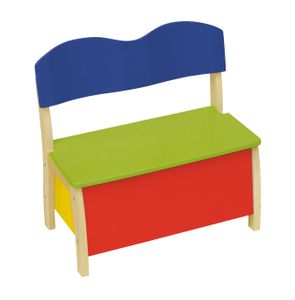 roba Kindertruhenbank, aus Massivholz und MDF gefertigt, Rücken und Sitzfläche mehrfarbig lackiert