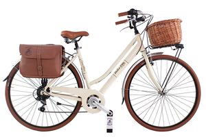 Dolce Vita by Canellini Fahrrad Citybike Frau Aluminium mit Korb und Tasche - Beige 50